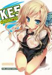  absurdres between_legs black_legwear blonde_hair blue_eyes blush boku_wa_tomodachi_ga_sukunai breasts butterfly butterfly_hair_ornament cleavage cover cover_page covered_nipples doujin_cover erect_nipples hair_ornament hand_between_legs highres karory kashiwazaki_sena large_breasts long_hair looking_at_viewer necktie nipples no_bra open_clothes open_shirt panties pink_panties school_uniform see-through shirt sitting skirt socks solo underwear wet wet_clothes 