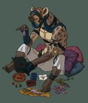  gnoll hyena male mammal mandrake_root market mettomeru pillow sitting 