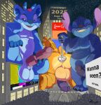 2025 3_toes 4_fingers alien ambient_humanoid anal anal_penetration antennae_(anatomy) anthro anus backsack balls billboard biped blue_balls blue_nose brown_pawpads butt cel_shading chest_tuft city cracked_screen crowd digital_drawing_(artwork) digital_media_(artwork) dipstick_antennae disney english_text erection experiment_(lilo_and_stitch) eyes_closed feet fingerless_(marking) fingers genitals grin group hair head_markings head_tuft hi_res holding_object holding_own_penis holidays humanoid_genitalia humanoid_penis lilo_and_stitch macro male markings max_(maxpany) maxpany multicolored_antennae new_year new_year_2025 new_year_ball new_york_city occipital_markings open_mouth open_smile pawpads penetration penis perineum pink_hair purple_penis reuben_(lilo_and_stitch) road screen shaded signature slightly_chubby slightly_chubby_anthro slightly_chubby_male small_tail smile snow snowing standing stitch_(lilo_and_stitch) tail text times_square toeless_(marking) toes trio_focus tuft yellow_balls