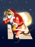  christmas costume feline hat holidays jaguar male mammal santa_costume santa_hat snow snowing solo zigrock001 