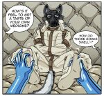 2022 33xtc 5_toes absurd_res anthro asking asking_another asking_how asking_to_stop barefoot bdsm biped blush bodily_fluids bondage border border_collie bound canid canine canis captured clothing collar collie command cuff_(restraint) dialogue domestic_dog dungeon duo english_text feet foot_fetish foot_focus gas_mask herding_dog hi_res humanoid_feet idiom interjection laugh leather leather_cuffs linked_speech_bubble male mammal mask max_reyes_(theobserver14) offscreen_character padded_room pastoral_dog plantigrade prisoner question restrained restraints sheepdog sitting soles solo_focus speech_bubble straitjacket stuttering submissive submissive_male tag_question tears text tickle_torture tickling tight_clothing toes vocalization white_border yes-no_question