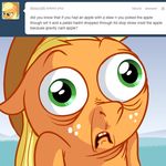  animal_ears ask_jappleack blonde_hair brain_fart english_text equine female friendship_is_magic green_eyes hair hat horse hotdiggedydemon mammal my_little_pony pony text tumblr what 