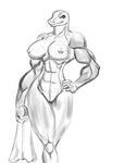  alligator breasts female monochrome muscles muscular_female nipples nude pawsman pussy reptile scalie sketch solo towel 