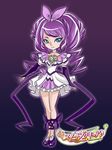  artist_request blue_eyes brooch choker copyright_name cure_symphony dress drill_hair g-clef_(suite_precure) gloves gradient gradient_background hair_ribbon hairband heart jewelry logo long_hair magical_girl original precure puffy_sleeves purple purple_background purple_hair purple_ribbon ribbon shoes simple_background solo standing suite_precure toudou_koto what_if 