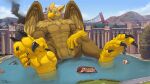 16:9 2019 4_toes 5_fingers abs anthro avian avian_feet beak biceps big_feet biped bridge brown_body brown_feathers brown_fur building building_destruction burning_building carpo chest_tuft city claws destruction detailed_background dewclaw digital_drawing_(artwork) digital_media_(artwork) feathered_wings feathers featureless_chest featureless_crotch feet fingers foot_focus foot_grab fur gryphon hi_res huge_feet macro macro_anthro macro_male male muscular muscular_anthro muscular_male mythological_avian mythological_creature mythology nude outside paws pecs rampage scuted_arms scuted_feet scutes sea signature sitting sitting_in_water soles solo spread_legs spreading suspension_bridge talons teaselbone toe_claws toes tuft water widescreen wings