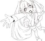  bad_id bad_pixiv_id greyscale hatsune_miku headphones highres ikeshita_moyuko lineart long_hair monochrome necktie outstretched_arm solo twintails very_long_hair vocaloid 