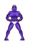  half-dressed machoke nintendo panties pok&#233;mon pok&eacute;mon purple_body red_eyes solo topless underwear unknown_artist video_games 