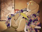 anus bear breasts chubby clitoris dress female fingering gajo japanese_clothing japanese_dress lying mammal masturbation obese on_back overweight pussy pussy_juice solo spread_legs spreading 