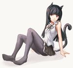  animal_ears bare_shoulders black_hair cat_ears cat_tail gokou_ruri highres long_hair no_shoes ore_no_imouto_ga_konna_ni_kawaii_wake_ga_nai pantyhose purple_eyes saimon_ma simple_background sitting skirt solo tail white_background 