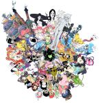  6+boys 6+girls ? absolutely_everyone absurdres alternate_color bag banette black_hair blonde_hair blue_eyes blue_hair bombchu_bowling_alley_operator burger chansey character_request charizard circle_formation clair_(pokemon) cofagrigus colored_skin copyright_request crossover cynthia_(pokemon) dentures diglett disney domino_mask doritos dragon_ball duskull elekid everyone fire food fox_mask goodra green_eyes green_skin hair_ornament hand_eye hat highres hot_dog howl_no_ugoku_shiro jack_frost_(megami_tensei) joy_(pokemon) katamari_damacy kunai lammy_(um_jammer_lammy) leotard luvdisc marnie_(pokemon) marvel mask mega_charizard_x minior minior_(core) minior_(red_core) multicolored_hair multiple_boys multiple_girls n_(pokemon) nurse_cap orange_hair oranguru paper_bag parappa_the_rapper peter_pan_(disney) pink_hair poke_ball pokemon princess_hilda purple_eyes rammy_(um_jammer_lammy) red_eyes red_hair reshiram salmon sandwich sculpture sega shenron_(dragon_ball) shin_megami_tensei shiny_pokemon sketchynomicon slowpoke snot spacesuit speech_bubble spider-gwen spider-man_(series) statue swablu tengu_mask the_legend_of_zelda the_legend_of_zelda:_a_link_between_worlds the_legend_of_zelda:_majora&#039;s_mask the_prince_(katamari_damacy) tinker_bell_(disney) twintails ufo um_jammer_lammy wand weapon wings witch_hat yellow_eyes yellow_teeth zapdos zekrom 