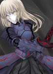  1girl absurdres armor blonde_hair fate/stay_night fate_(series) gauntlets highres pale_skin saber saber_alter sword weapon yellow_eyes 