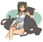  animal black_hair black_panther francesca_lucchini long_hair military mukiki older panther panties solo strike_witches striped striped_panties twintails underwear uniform world_witches_series 