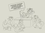 2025 absurd_res anthro black_body black_pawpads black_scales blue_body blue_fur bottomwear chair claws clothed clothing desk dewclaw drackal dragon feet foot_focus full_pad fur furniture generation_4_pokemon hi_res horn hybrid kobold lost_in_chaos_scar lucario male mythological_creature mythological_scalie mythology neck_tuft nintendo orange_eyes oversized_clothing padded_palms pawpads paws pokemon pokemon_(species) scales scalie scaly_pawpads shorts shorts_only species_transformation squirrel_(lost_in_chaos) squirrel_(razim) table tail tail_spines tan_body tan_fur theottersurrii toe_claws topless transformation tuft