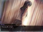  1girl breasts game_cg ikezawa_hanako indoors katawa_shoujo long_hair looking_back pantyhose purple_hair scar scarring scars sideboob solo spoilers stockings topless 