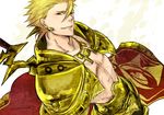  archer_(fate/prototype) armor blonde_hair fate/prototype fate_(series) kakesu_(freiheit) male_focus red_eyes solo sword weapon 