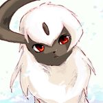  absol ambiguous_gender fur horn looking_at_viewer low_res nintendo plain_background pok&#233;mon pok&eacute;mon red_eyes solo unknown_artist video_games white_background white_fur 
