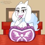 absurd_res alternate_universe anthro big_breasts blush boss_monster_(undertale) bovid breasts caprine clothed clothing digital_media_(artwork) female fur goat hair hi_res horn jonathefur20 looking_at_viewer mammal mature_anthro mature_female open_mouth simple_background solo thewill toriel tutori under(her)tail undertale undertale_(series) white_body white_fur
