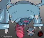 anal_fluids animate_inanimate anus balls big_anus big_balls big_penis blue_body bodily_fluids darkened_genitalia digital_media_(artwork) dripping erection feral generation_3_pokemon genital_fluids genitals hi_res huge_anus huge_penis male metagross metallic_body nintendo on_model penis pokemon pokemon_(species) puffy_anus rapistwerewolf rear_view red_eyes segmented_penis simple_background solo thick_penis unusual_anatomy unusual_genitalia unusual_penis wet