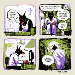 ambiguous_gender anthro background_character bed bedding black_body black_fur blanket bowl canid canine canis chair clothing comic computer container cross dobermann domestic_dog electronics fan_(object) fur furniture group hi_res high-angle_view insulting_self looking_at_computer looking_at_object looking_down lying male mammal multiple_images office office_chair on_bed on_side pillow pinscher profanity self_hatred shirt side_view signature sitting sketchy solo_focus sound_effects suicidal tank_top text thought_bubble thoughts topwear trauma trio typing unfinished_background venz228 white_clothing