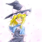  blonde_hair blush capelet crying crying_with_eyes_open hat kirisame_marisa long_hair petals single_tear solo taker_(flamestorm) tears touhou upper_body witch_hat yellow_eyes 