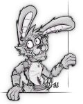 1:1 2025 3_fingers alpha_channel animatronic anthro chest_tuft claws damaged digital_drawing_(artwork) digital_media_(artwork) fangs fingers five_nights_at_freddy&#039;s five_nights_at_freddy&#039;s_4 front_view fur grin half-length_portrait hare jewelry lagomorph leporid long_ears looking_at_viewer machine male mammal piercing plushie plushtrap_(fnaf) portrait pose rabbit radstagart robot scottgames sharp_teeth signature smile solo standing surgical_suture tail teeth tuft tusks
