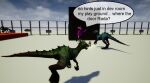 3d_(artwork) ambiguous_gender anthro asus349 asus349&#039;s comic dialogue digital_media_(artwork) dinosaur dragon female feral male mythological_creature mythological_scalie mythology nardoragon prehistoric_species rapter reptile ruby_(disambiguation) scalie stuidos unreal_engine_(artwork) world