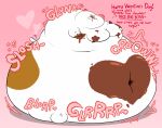 anthro back_fat back_hump backfat balloon_belly belly belly_jiggle big_belly big_breasts big_butt big_hump black_eyes black_nose bloat bloated blorp bottom_heavy breasts brown_body brown_fur bulging_butt butt butt_jiggle candy canid canine canis chocolate chocolate_on_belly chocolate_on_body chocolate_on_breasts chocolate_on_chest deep_navel dessert domestic_dog double_chin emanata english_text fat_hump fat_jiggle fat_rolls fat_squish fatty_humps female food fur glunk_(sound_effect) heart_symbol hi_res holidays huge_belly huge_breasts huge_butt huge_hump hump_jiggle humped_back hunting_dog hyper hyper_belly hyper_breasts hyper_butt hyper_hump immobile jack_russell_terrier jiggling mammal morbidly_obese morbidly_obese_anthro morbidly_obese_female navel obese obese_anthro obese_female olive_(olive_the_other_reindeer) onomatopoeia overweight overweight_anthro overweight_female pink_background pudge red_text round_body rumbling_stomach shoulder_hump simple_background slob slosh sloshing_belly sloshing_butt solo sound_effects stuffing swelling swollen_belly tail tail_motion tailwag terrier text thick_body thundra_(artist) valentine&#039;s_day weight_gain white_body white_fur