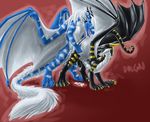  anal anal_penetration black_dragon blue_body couple cum cum_in_ass cum_inside dragon drgn8d feral feral_on_feral furred_dragon gay hair horn male penetration penis plain_background pussy scalie sex tail tongue wings xerxes 