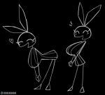 2024 anthro artist_name bent_over big_breasts biped black_and_white black_background blush breasts clothed clothing colored_line_art cooliehigh digital_media_(artwork) dress eyelashes eyes_closed female full-length_portrait happy heart_symbol hi_res huge_breasts lagomorph leporid line_art long_ears mammal monochrome multiple_images open_mouth plantigrade portrait rabbit simple_background smile solo standing stick_arms stick_legs stick_limbs text three-quarter_view vib-ribbon vibri white_line_art