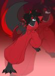 absurd_res alexzandr_sokolov anthro arm_markings asian_clothing big_tail black_body black_fur black_hair blood blood_on_hand bodily_fluids breasts canid canine canis claws cleavage clenched_teeth clothed clothing demon digitigrade east_asian_clothing female finger_claws fur hair herm_(lore) hi_res inuyasha japanese_clothing looking_at_viewer mammal markings red_clothing red_ears red_eyes red_markings red_tail snarling solo tail teeth toe_claws toughset wolf