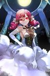  armpits bad_id bad_pixiv_id breasts cleavage corset curly_hair dress elbow_gloves flower glasses gloves hair_flower hair_ornament hand_on_hip highres long_hair macciatto_(aciel02) medium_breasts red_eyes red_hair solo sword_girls twintails vernika_answer white_dress white_gloves 