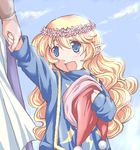  artist_request blonde_hair charlotte_(seiken_densetsu_3) crown flower hat head_wreath holding_hands long_hair lowres oekaki out_of_frame pointy_ears seiken_densetsu seiken_densetsu_3 solo_focus 