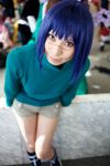  ari_(model) blue_hair busou_renkin cosplay highres photo shorts tsumura_tokiko turtleneck 