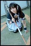  airi airi_(queen's_blade)_(cosplay) apron cosplay maid maid_apron maid_uniform photo queen&#039;s_blade queen's_blade ribbon ribbons scythe twintails 