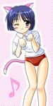  ai_yori_aoshi animal_ears buruma cat_ears cat_tail gym_uniform masakichi_(crossroad) one_eye_closed sakuraba_aoi solo tail 