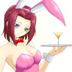  animal_ears artist_request breasts bunny_ears bunnysuit cleavage code_geass kallen_stadtfeld large_breasts leotard lowres oekaki pink_leotard solo 