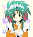  finger_to_mouth green_hair imageboard_colors jochuu-san lowres maid oekaki original solo yagisaka_seto 