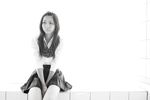  black_and_white cosplay maya monochrome photo school_uniform serafuku 