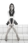  black_and_white cosplay highres maya monochrome photo school_uniform serafuku 