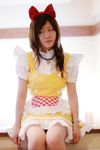  apron bell bell_collar bow collar cosplay hair_bow highres nao photo waitress 