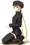  bad_id bad_pixiv_id black_legwear blonde_hair blue_eyes boots dress hat hayate_no_gotoku! kneeling long_hair rezi sanzen'in_nagi short_dress solo thighhighs turtleneck twintails very_long_hair zettai_ryouiki 