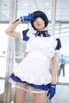  cosplay eyepatch gloves highres ikkitousen maid maid_apron maid_uniform namada photo ryomou_shimei ryomou_shimei_(cosplay) 