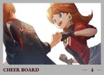  1boy 1girl black_gloves black_jacket blue_eyes brown_hair dress earrings fist_bump flipped_hair flower_earrings gloves highres jacket jewelry long_hair mario_(series) open_mouth parted_bangs ponfu_y princess_daisy red_dress simple_background smile super_smash_bros. white_background 