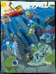  beedle border bubble caustics dimitri_(the_legend_of_zelda) evan_(the_legend_of_zelda) everyone great_fairy indiochink instrument lulu_(the_legend_of_zelda) marin mikau multiple_boys multiple_girls nature nayru no_lineart ocean outdoors princess_ruto salvatore_(disgaea) sun tetra the_king_of_red_lions the_legend_of_zelda the_legend_of_zelda:_ocarina_of_time tijo tingle tokay underwater 