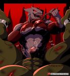 abs abstract_background anal anal_penetration animal_humanoid anthro anthro_penetrating baldur&#039;s_gate baldur&#039;s_gate_3 bdsm big_muscles big_pecs bite_mark bite_mark_on_chest bite_mark_on_leg blood bloodied_background bodily_fluids bondage bottom_pov bound captured cuff_(restraint) dagger dragonborn_(dnd) dungeons_and_dragons duo erection first_person_view from_front_position genital_fluids genitals glowing glowing_eyes green_body green_skin hasbro hi_res holding_dagger holding_knife holding_melee_weapon holding_object holding_weapon horn humanoid humanoid_on_anthro humanoid_penetrated knife knife_play larian_studios leaking_precum licking licking_weapon long_tongue looking_at_viewer lying male male/male melee_weapon missionary_position muscular muscular_male nude on_back onomatopoeia orc pecs penetration penis plap_(sound) precum questionable_consent red_body red_eyes restraints scales scalie scalie_humanoid sex shackles sharp_teeth sound_effects spines teeth text the_dark_urge_(baldur&#039;s_gate) tongue vein veiny_penis warmageragnar weapon white_body white_scales wizards_of_the_coast wounded
