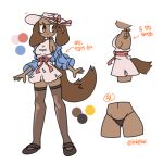 1:1 2025 anna_holiday anthro backless_clothing backless_dress big_breasts black_clothing black_panties black_underwear blue_clothing blue_topwear bow_ribbon breasts brown_body brown_ears brown_fur brown_hair brown_tail canid canine canis clothed clothed_anthro clothed_female clothing color_swatch digital_drawing_(artwork) digital_media_(artwork) directional_arrow domestic_dog dress eyelashes female female_anthro fingers footwear front_view full-length_portrait fur hair hat headgear headwear korean_text legwear lnb looking_aside mammal mouth_closed orange_text panties pink_clothing pink_dress portrait shoes side_boob side_view sideless_clothing sideless_dress simple_background smile solo tail text thigh_highs topwear underwear white_background