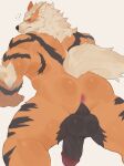 2025 absurd_res all_fours anthro anthrofied anus arcanine backsack balls barazoku big_balls big_butt big_penis blush bodily_fluids butt claws erection eyebrows fur generation_1_pokemon genitals glans hi_res humanoid_genitalia humanoid_penis kemono looking_back male muscular muscular_anthro muscular_male narrowed_eyes nintendo nude penis perineum placid69 pokemon pokemon_(species) pokemorph presenting presenting_hindquarters rear_view simple_background solo sweat sweatdrop thick_penis thick_thighs tuft white_background