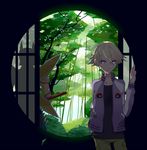  bad_id bad_pixiv_id bamboo bamboo_forest blonde_hair dual_persona forest helmet jacket letterman_jacket male_focus multiple_boys nature origami_cyclone purple_eyes purple_jacket rakuchii_(rurituvo) round_window shuriken superhero tiger_&amp;_bunny window 