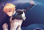  ahoge armor arthur_pendragon_(fate) bad_id bad_pixiv_id blonde_hair fate/prototype fate_(series) gauntlets green_eyes invisible_air joha male_focus solo sword weapon 
