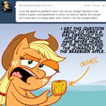  animal_ears applejack_(mlp) ask_jappleack blonde_hair english_text equine female feral friendship_is_magic fruit green_eyes hair hat horse hotdiggedydemon mammal my_little_pony pony text tumblr 